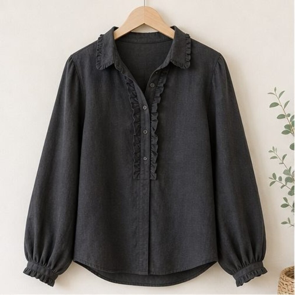 Charcoal Smocked Top